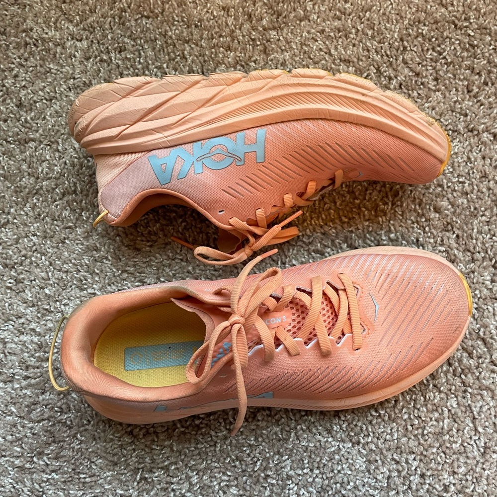 Hoka Peach/Yellow Women’s Athletic Running Shoes - Picture 11 of 14